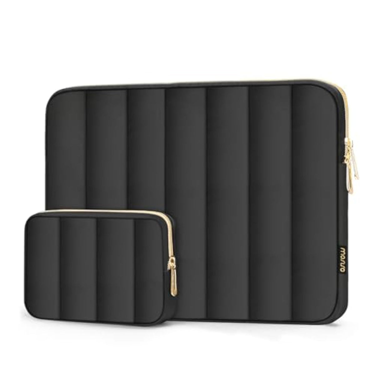 MOSISO 13-14 inch Laptop Case, 13.3 inch Puffy Laptop Sleeve Compatible with MacBook Air 13 13.6 M3 M2 M1/Pro 13/Pro 14, HP, Dell, ASUS, Lenovo, Vertical Rectangle Carrying Bag with Small Case, Black