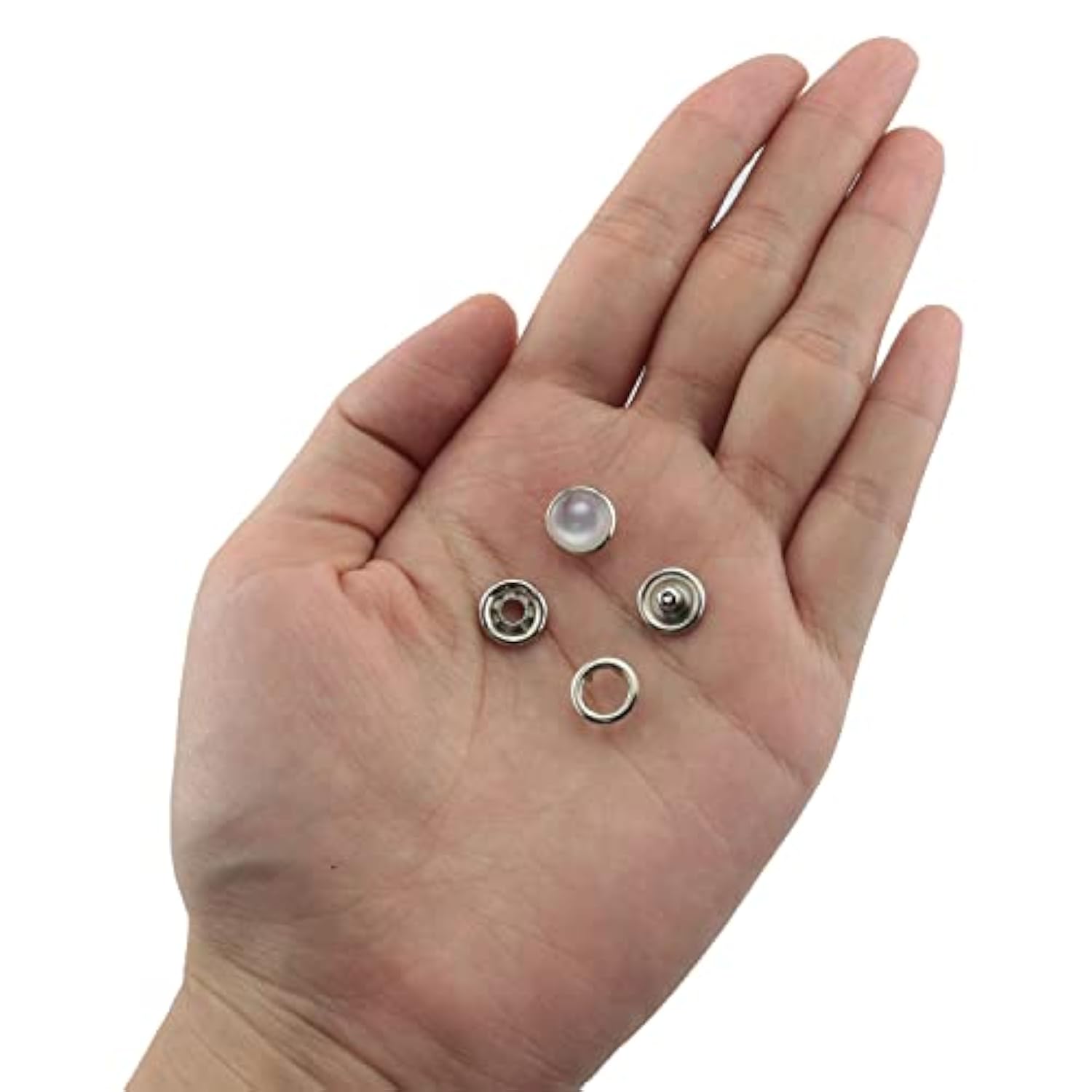 Pearl Snap Button 30 Sets 10Mm White Pearl Snap Buttons Metal Ring Sna