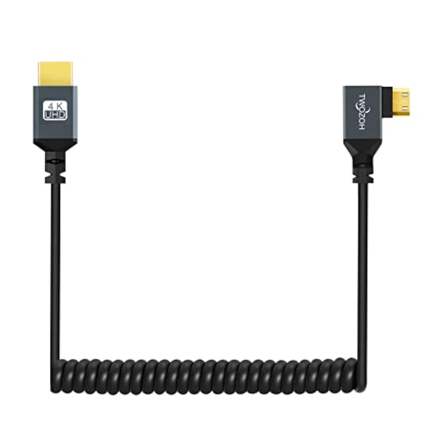 Left Angled Coiled Mini Hdmi To Hdmi Cable, 90° Degree Mini Hdmi To Hdmi Coile