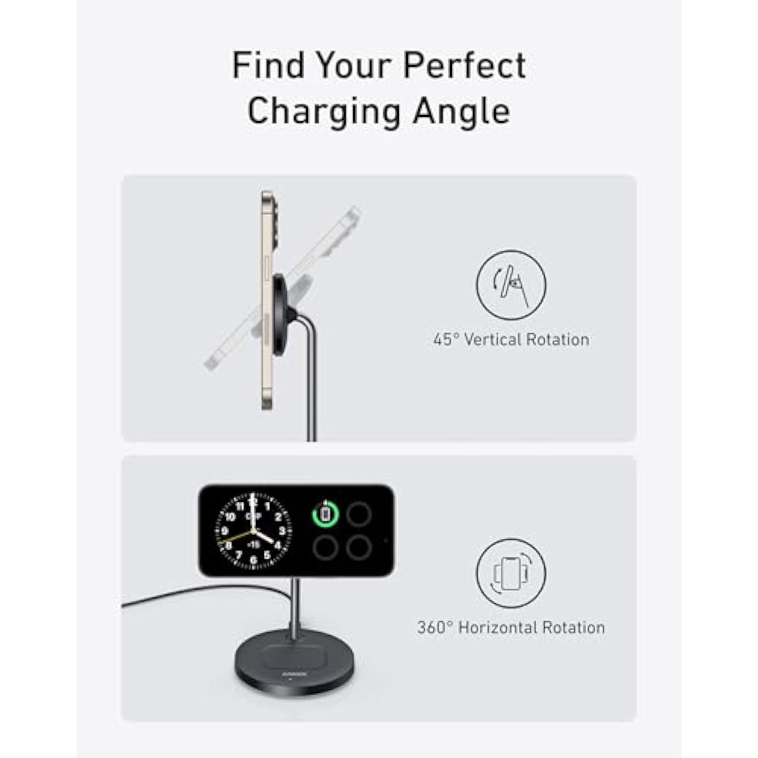 Anker Magsafe Charger Stand Compatible, Maggo 2-In-1 Charging Station, ?Upgraded? Qi2 Certified 15W Wireless Charger Stand, For Iphone 15/14/13/12, Airpods Pro