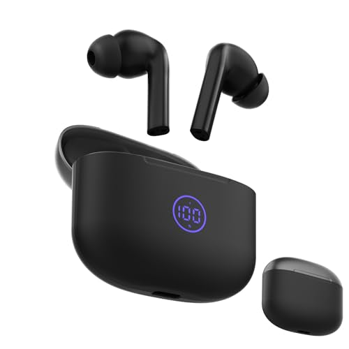 Wireless Earbuds Bluetooth Headphones, Bluetooth 6.0, 30Hrs Playtime with LED Display Charging Case, Smart ENC Clear Calls, Dual Device Connection,