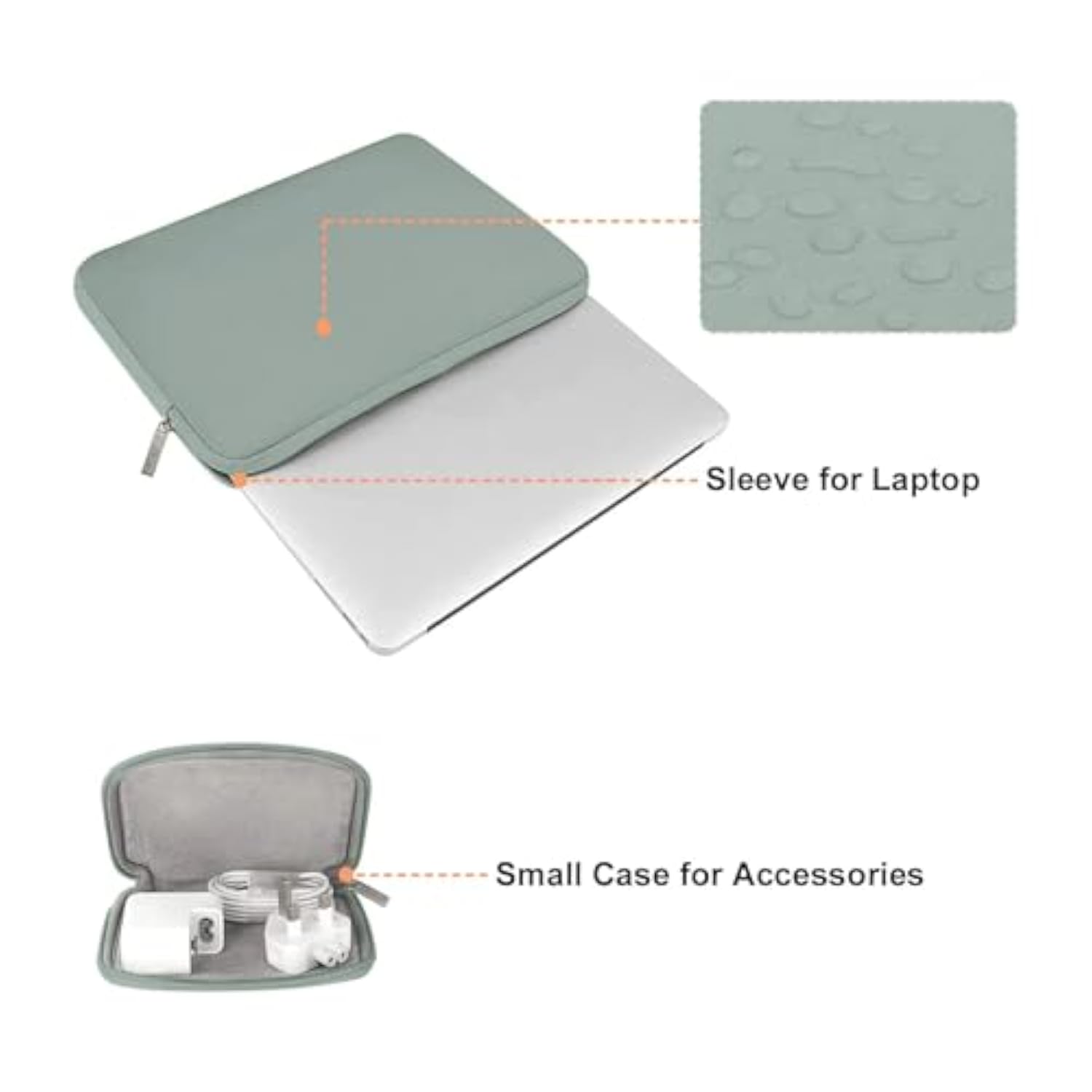 MOSISO Laptop Case 13.3 inch, 13-13.3 inch Laptop Sleeve Bag Compatible with MacBook Air/Pro 13 / Pro 14, HP Dell ASUS Lenovo Notebook, Neoprene Computer Sleeve Bag with Small Case, Antique Green
