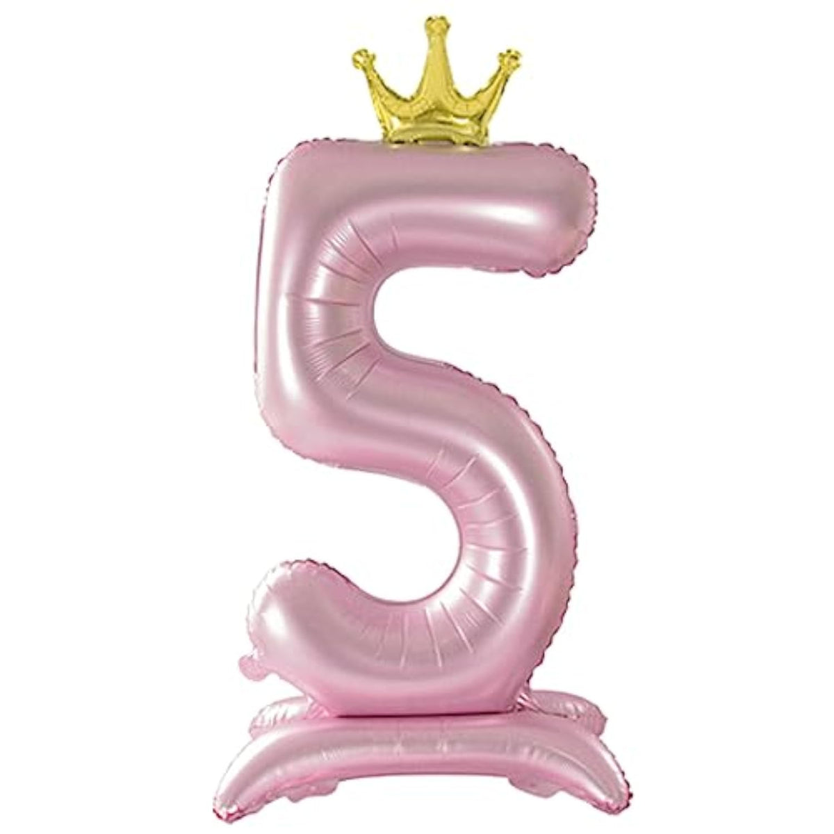 Crown Pink Number 5 Balloon With Base For Girls 5Th Birthday Party Decoration