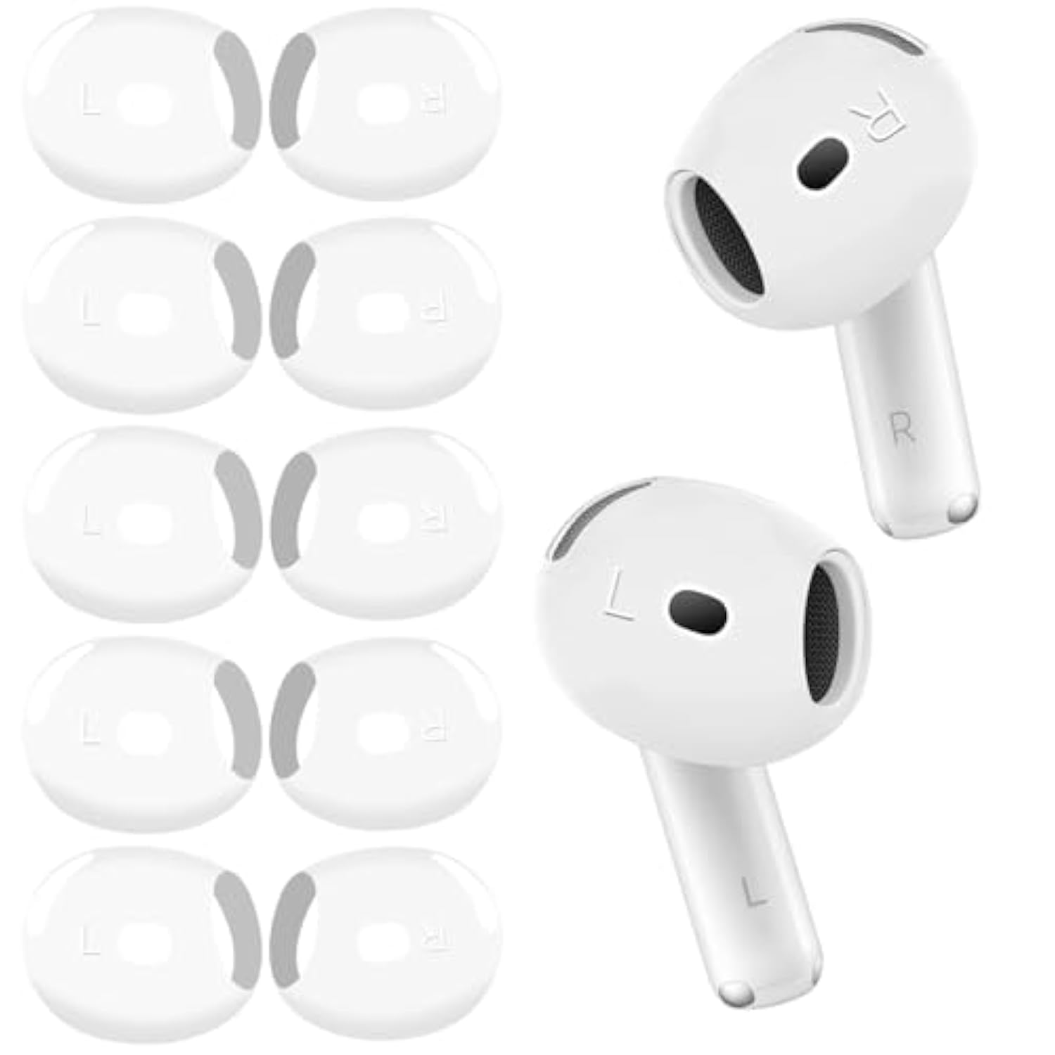 5 Pairs Ear Tips For Airpods 4, Silicone Ultra Thin Slim Earbuds Cover Compatible With Apple Airpods 4Th Generation [Fit In The Charging Case](White)
