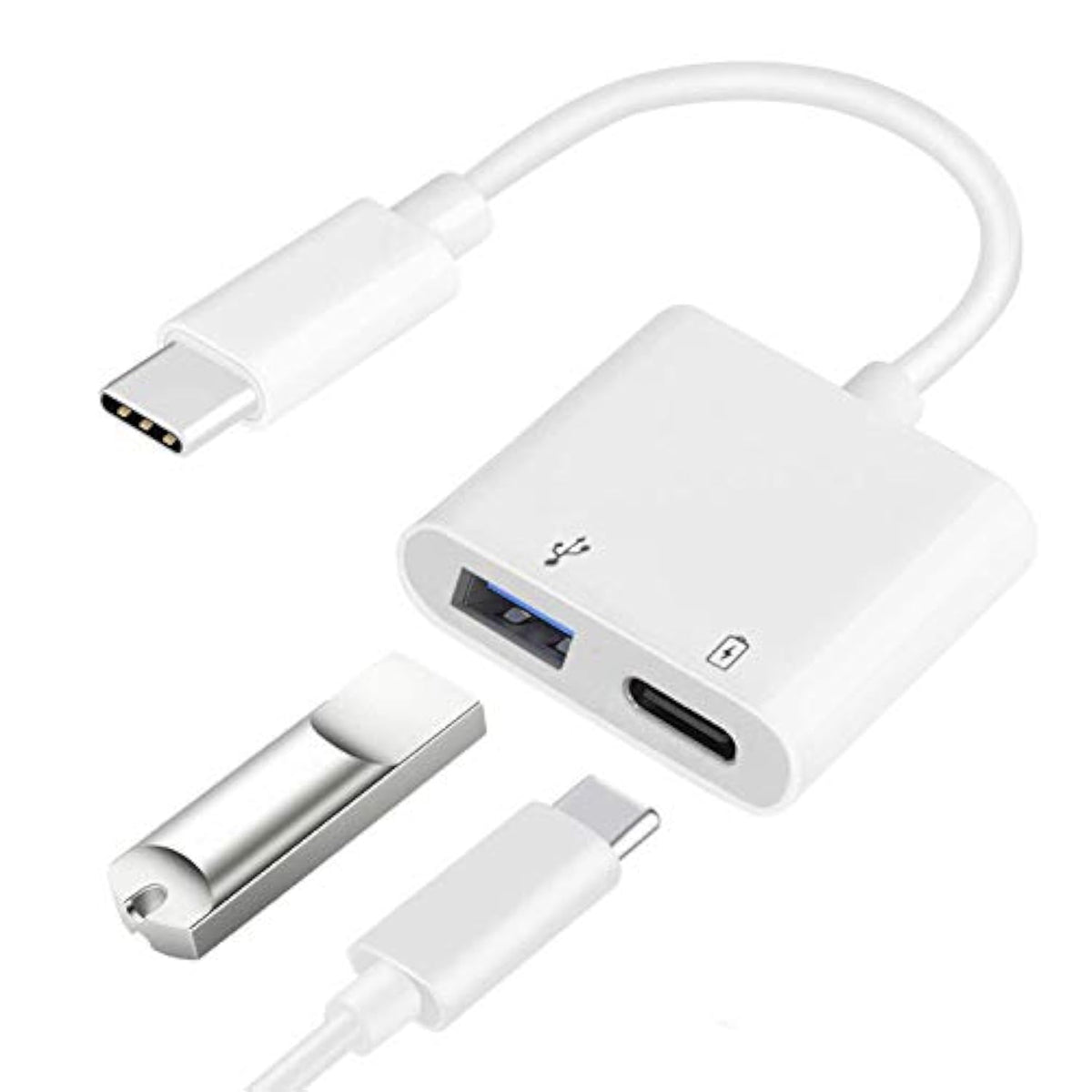Usb C Otg Adapter With Power, 2 In 1 Usb C To Usb Female With 60W Pd Charging Adapter Compatible With Iphone 15/15Pro, Ipad Pro, Galaxy S24/S23/S22/S21, Pixel 8/7/6, Google Chromecast With Google Tv