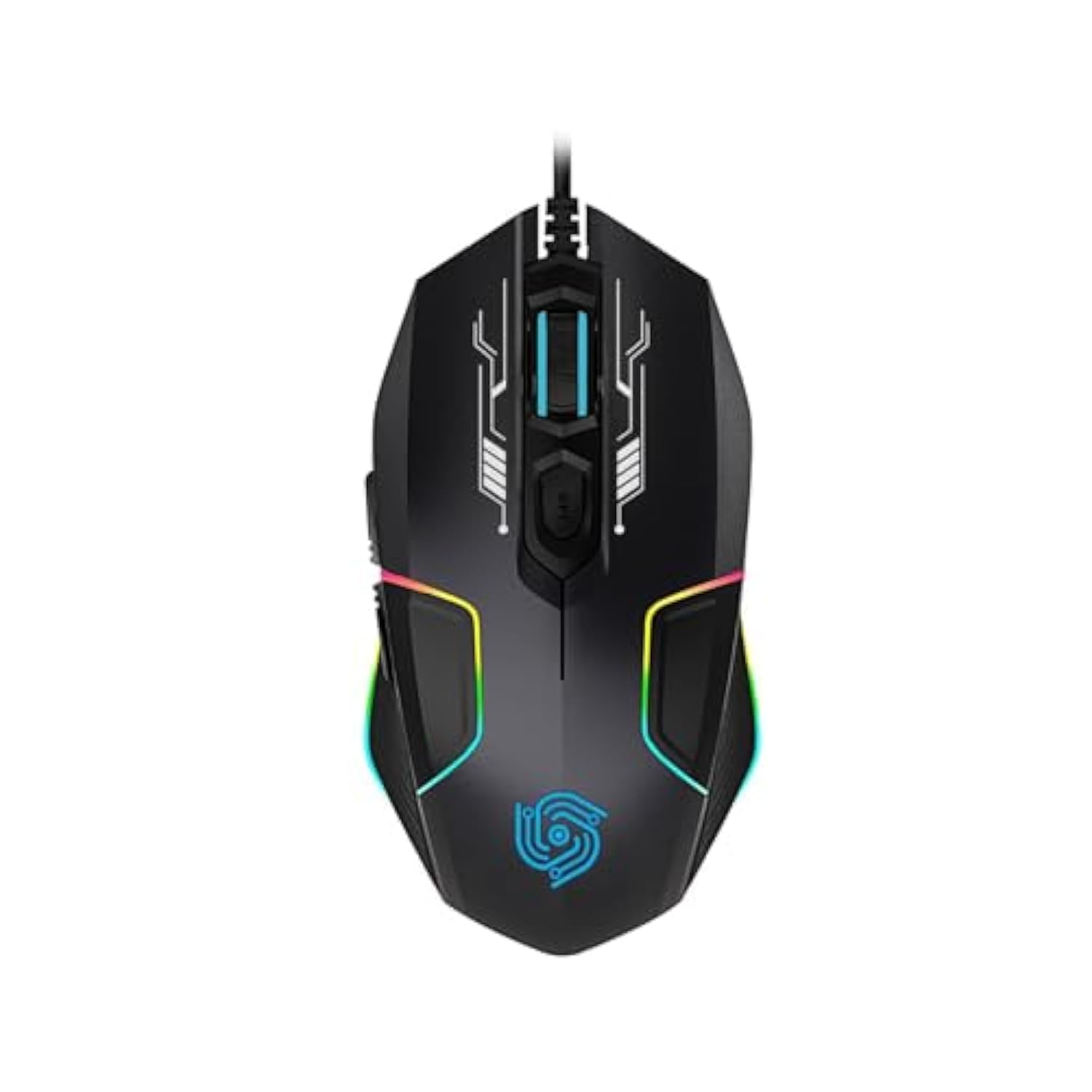 Wired Gaming Mouse With Ambidextrous Design, Heavyweight Usb Mouse, Rgb Lighting, Adjustable Dpi, For Computer And Laptop, Black (Mke 810 Megalodon)