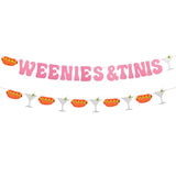 Weenies & Tinis Banner, Pink Glitter Party Decorations for Martini & Hot Dog Bar