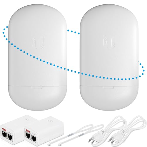 Wireless Bridge Loco5Ac Pre-Configured Bundle Of 2, Point To Point Wi-Fi Bridge Outdoor, Plug And Play 450+ Mbps, 5 Ghz, 10+ Km Link Range