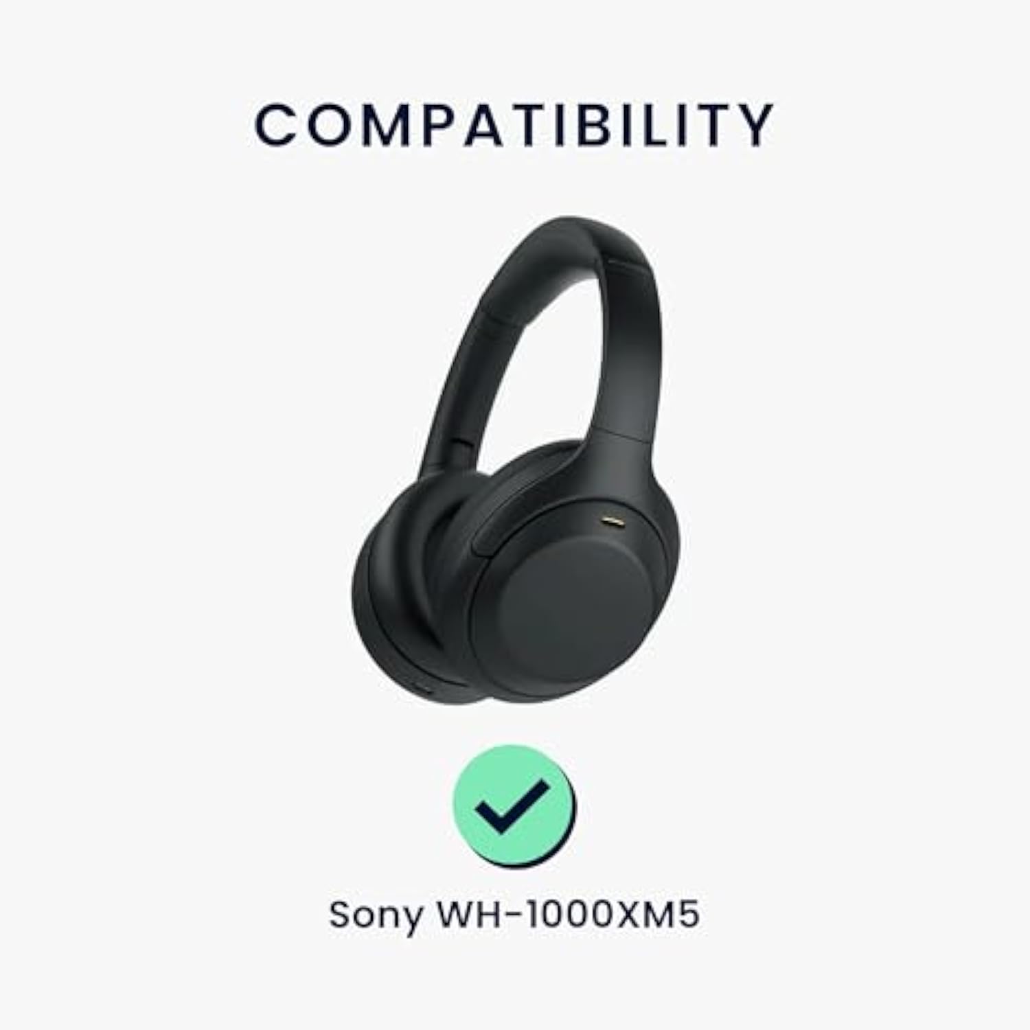 kwmobile Replacement Earpads Compatible with Sony WH-1000XM5-2X Sheepskin Headphones Pads - Black