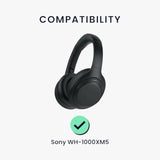 kwmobile Replacement Earpads Compatible with Sony WH-1000XM5-2X Sheepskin Headphones Pads - Black
