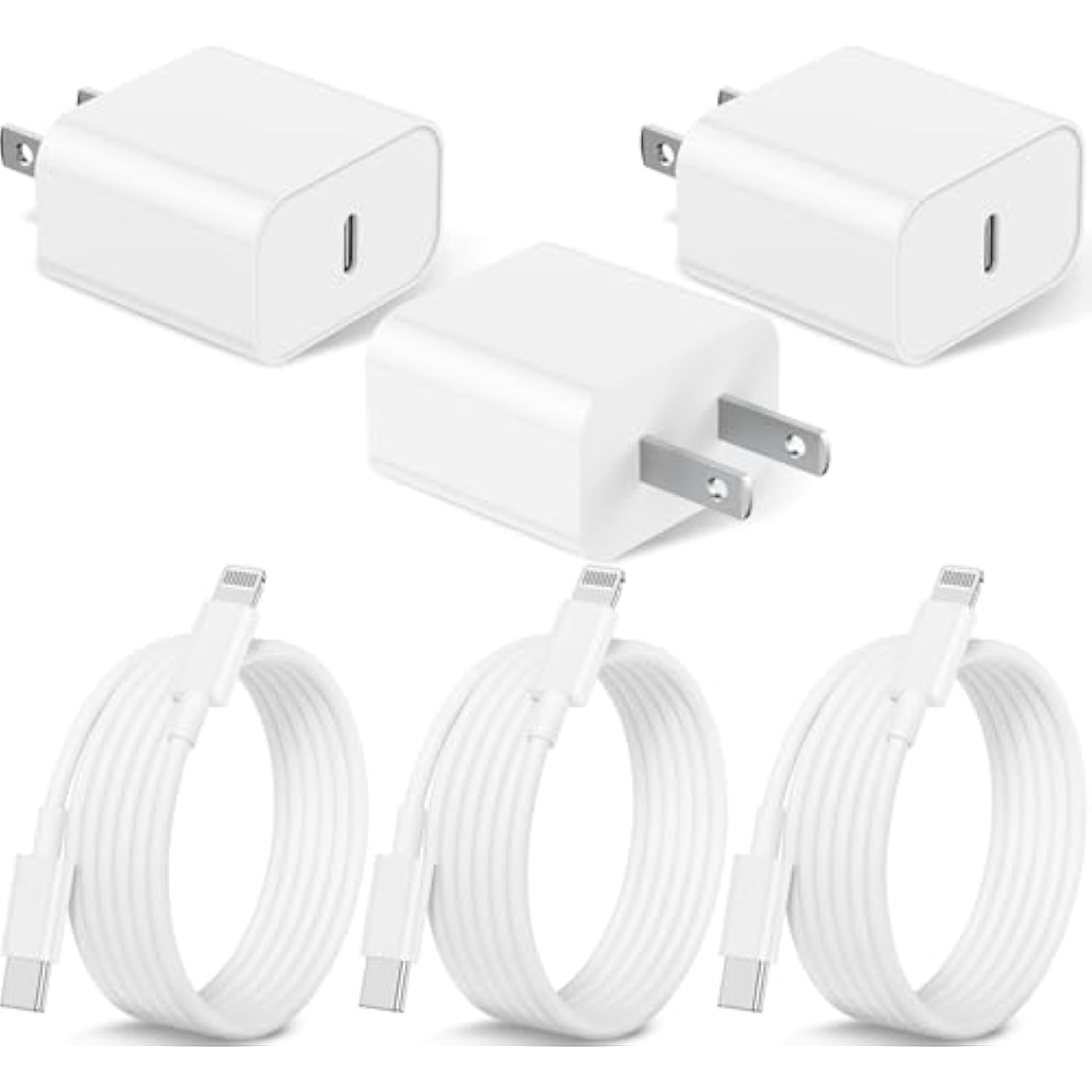 3Pack Iphone Charger Fast Charging,20W Fast Pd Usb C Wall Charger Adapter With 6Ft Usb C To Lightning Cable Compatible For Iphone 14/14 Plus/14 Pro/14 Pro Max/13/ White