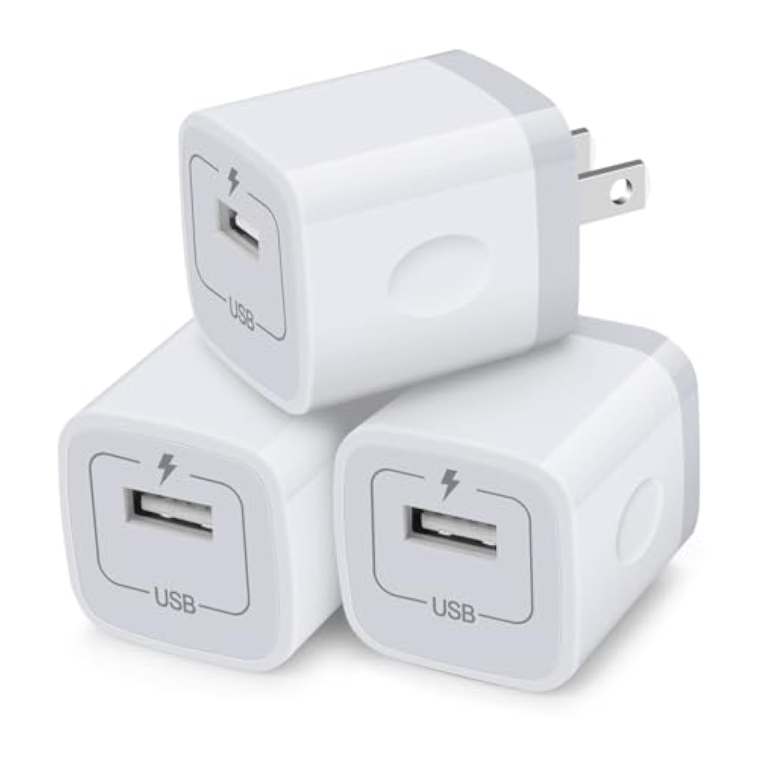 Charging Blocks For Iphone, Charger Box 3Pack Plug In Phone Charger One Port Usb Power Adapter Cell Phone Brick Charging Cube For Iphone 16 15 14 13 12 X,Samsung Galaxy S25 A16 5G S24 Fe 23 S22
