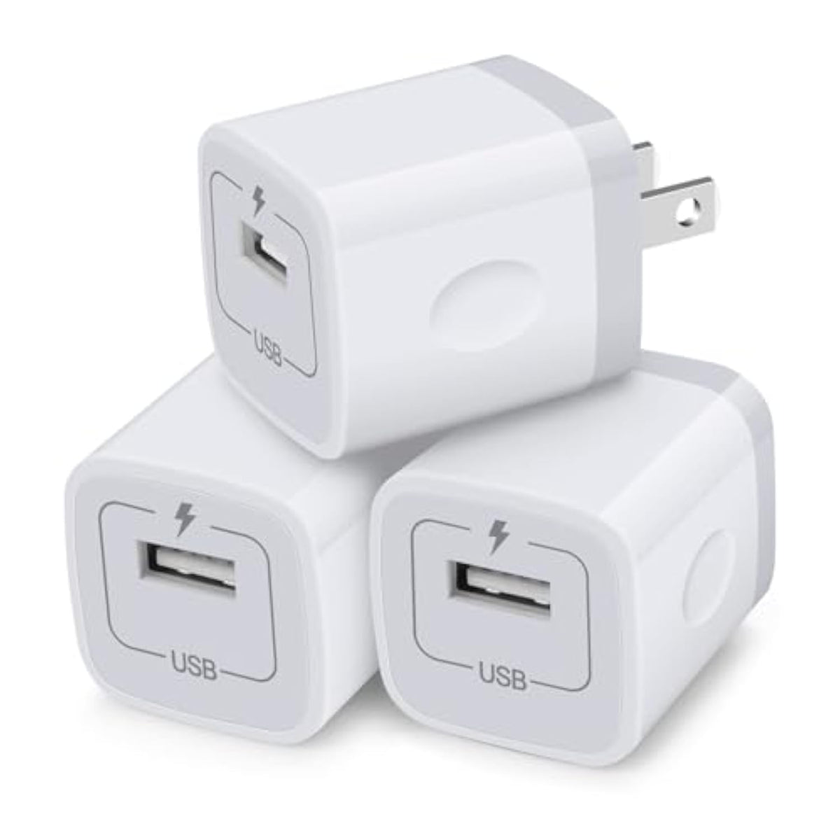 Charging Blocks For Iphone, Charger Box 3Pack Plug In Phone Charger One Port Usb Power Adapter Cell Phone Brick Charging Cube For Iphone 16 15 14 13 12 X,Samsung Galaxy S25 A16 5G S24 Fe 23 S22