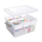 Citylife 17 Qt Plastic Storage Box With Removable Tray Craft Organizers And Storage Clear Storage Container For Organizing Bead, Tool, Sewing, Playdoh