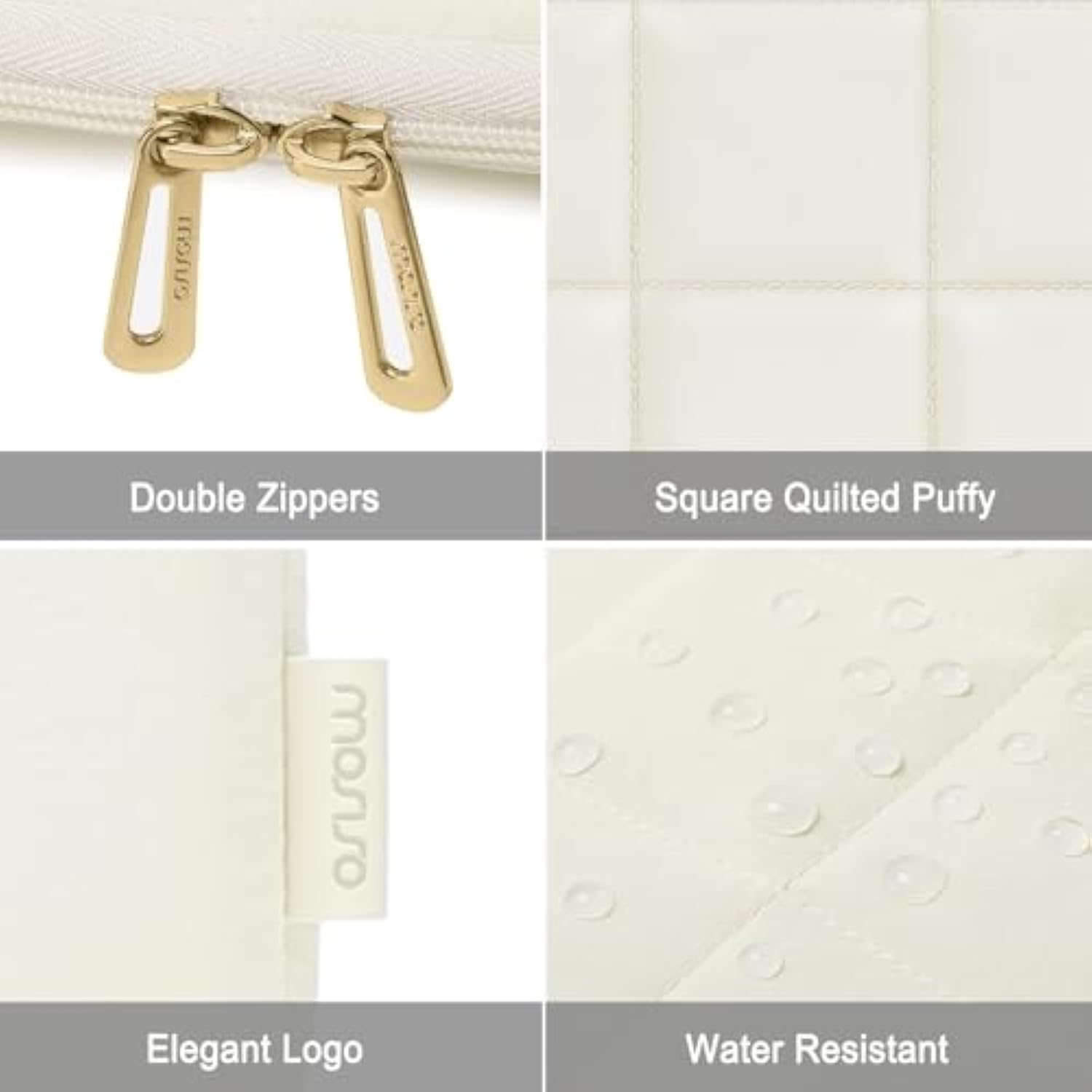 MOSISO 13-14 inch Laptop Case, 13.3 inch Puffy Laptop Sleeve Compatible with MacBook Air/Pro 13 inch, Compatible with MacBook Pro 14, Twelve Square Quilted Bag with Vertical Pocket&Small Case, Sand