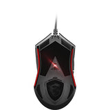 msi Clutch GM08 Gaming Mouse, 4200 DPI, Optical Sensor, 3 Adjustable Weights, Red LED Lighting, Symmetrical Design