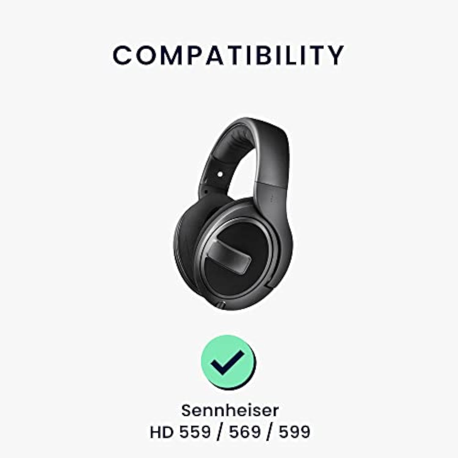 kwmobile 2X Earpad Compatible with Sennheiser HD 559/569 / 599 - Replacement Velour Earpad Cushion for Headphones - Black