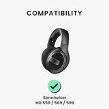 kwmobile 2X Earpad Compatible with Sennheiser HD 559/569 / 599 - Replacement Velour Earpad Cushion for Headphones - Black