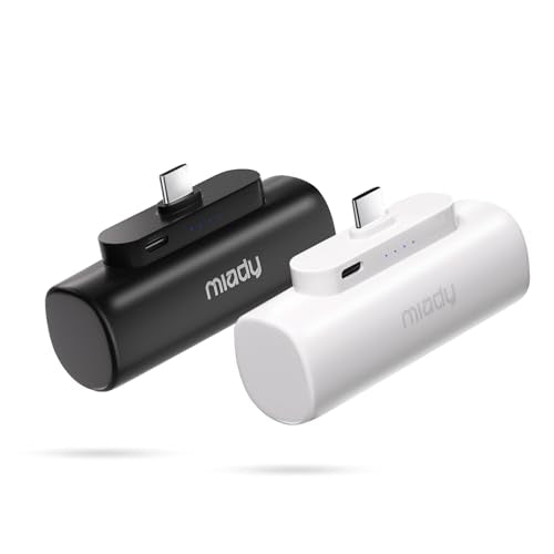 2-Pack 5000Mah Mini Portable Charger With Built-In Type C Connector, 5V 2.4A Usb-C Output Fast Charging Small Power Bank, Compact Battery Pack Compatible With Iphone 17/16/15 Galaxy S24/S22 Ipad