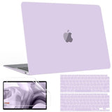 Compatible With Macbook Air 13 Inch Case M1, Macbook Air Case 2021 2020 2019 2018 A2337 A2179 A1932 Touch Id, Plastic Laptop Hard Shell + 2 Keyboard Covers + Screen Protector, Lavender Purple