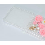 Luxury 3D Crystal Rhinestone Diamond Flowers Sparkle Stunning Stones Pearl Case for Motorola Razr 2026/2025/2024 5G, Cute and Stylish Phone Cover with Wrist Strap for Women and Girls