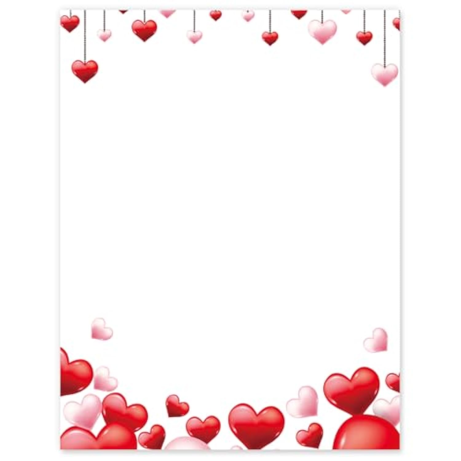 60 Sheets Valentine'S Day Stationery Letterhead Paper Red Pink Love Heart Realistic Letter Writing Paper For Wedding Note Greeting Office Printing, 8.5 X 11 Inch, Single-Sided