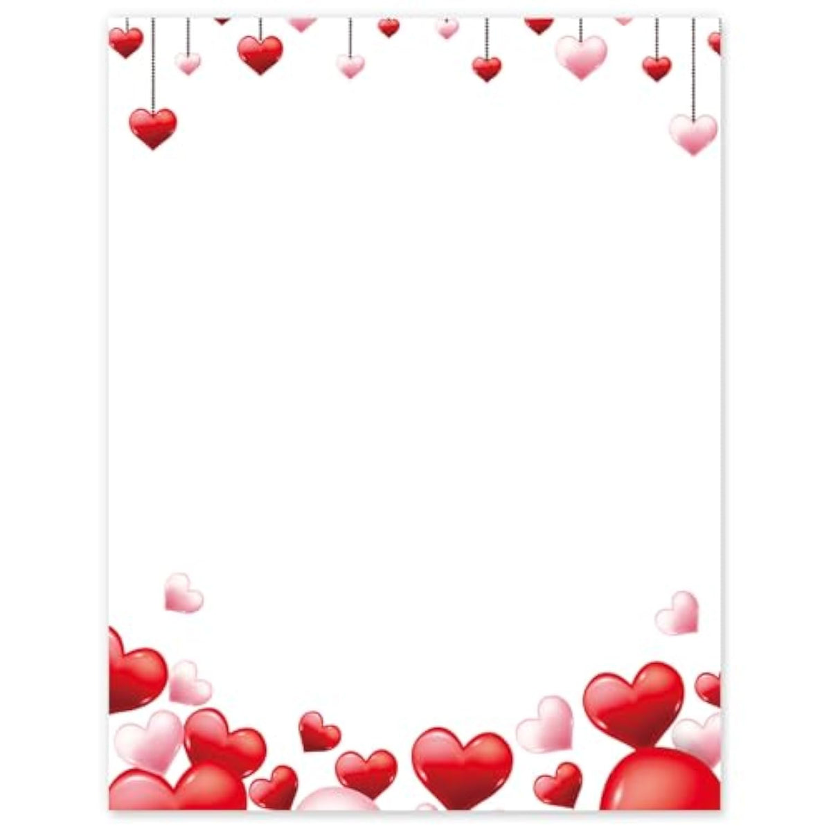 60 Sheets Valentine'S Day Stationery Letterhead Paper Red Pink Love Heart Realistic Letter Writing Paper For Wedding Note Greeting Office Printing, 8.5 X 11 Inch, Single-Sided