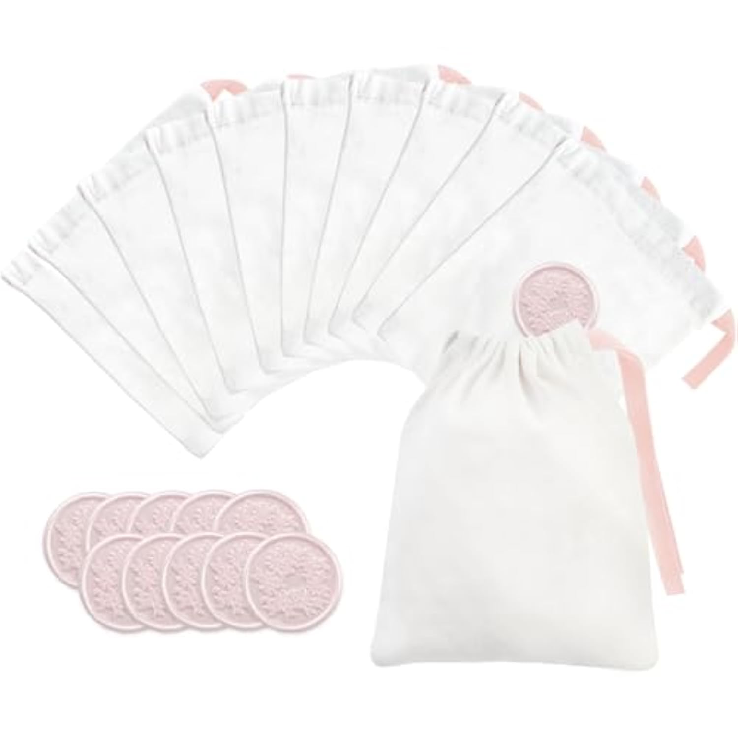 White Gift Bag With Pink Drawstring, 5.2X6.5 Inches 10 Pcs Drawstring Gift Bags With Stickers For Party, Wedding Favor, Christmas, Birthday, Candy, Bridal Shower, Craft Wrapping Supplies