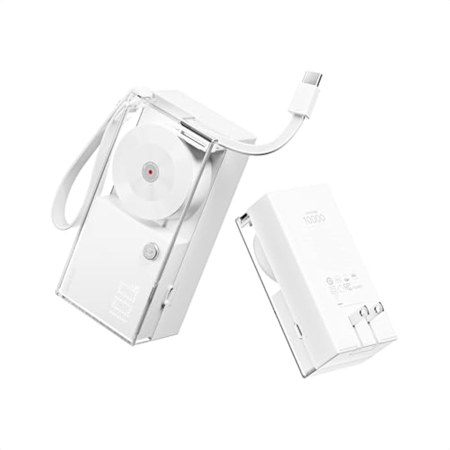 3 In 1 Portable Charger Power Bank 10000Mah With Built-In Retractable Cables And Foldable Wall Plug, 30W Max Travel Essentials Battery Pack Fast Charging Powerbank For Iphone 17 16 15 14 Pixel