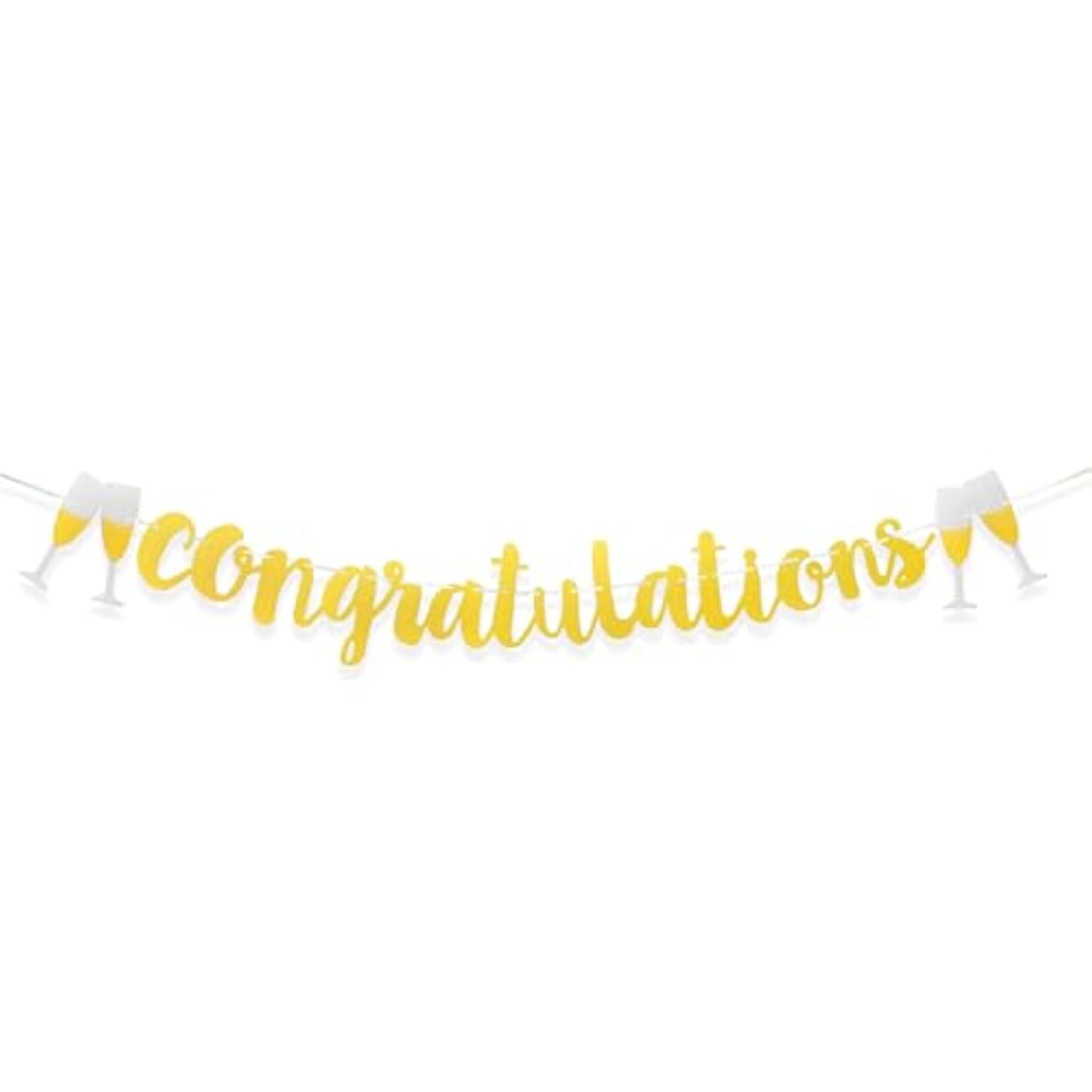 Congratulations Banner|Wedding|Anniversary|Graduation|Retirement Party Decorations Supplies Shimmering Gold Letters Banner Cheers