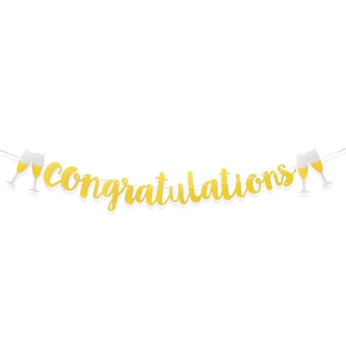 Congratulations Banner|Wedding|Anniversary|Graduation|Retirement Party Decorations Supplies Shimmering Gold Letters Banner Cheers