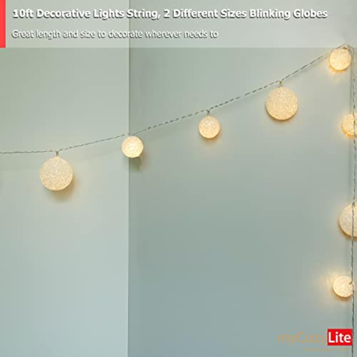 Led Globe String Lights Plug In Blinking Lights 20 Warm White Lights Balls With Timer For Wedding Party, Home Decor, Cla