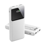 12800Mah Portable Charger With Built In Cables, 22.5W 3A High Speed Charging Travel Essentials, Led Display Slim Powerbank, 4 Outputs 2 Inputs Built-In Usb C&Lightning Cables For Iphone Ipad Android