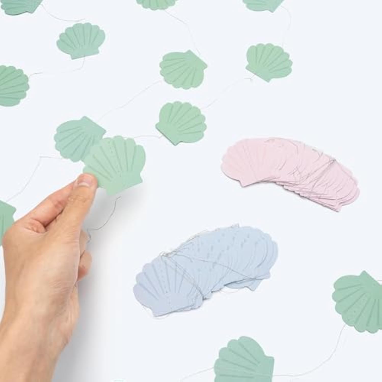 Pastel Sea Shell Garland Seashell Party Decor Hanging Under The Sea Party Banner Decoration For Mermaid Decor Ocean Themed Birthday Decorations Beach Party Baby Shower Supplies Pack Of 6