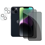[2+2 Pack] Privacy Screen Protector for iPhone 14, Anti-Spy Shatterproof Tempered Glass with Camera Lens Tempered Glass 9H Hardness Bubble Free