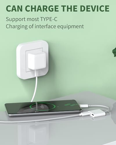 Dual USB-C Jack Dongle for iPhone 15 Pro Max Plus DAC Type C Charger Headphone Adapter Audio Splitter Cable Compatible for  Galaxy S23 Ultra