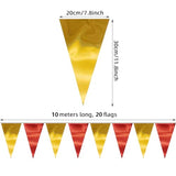 20M/65FT Red Gold Triangle Pennant Banner Flag Metallic Fabric Bunting Garland for Christmas Graduation Anniversary Birthday Engagement Wedding Anniversary Casino Party Decorations Supplies