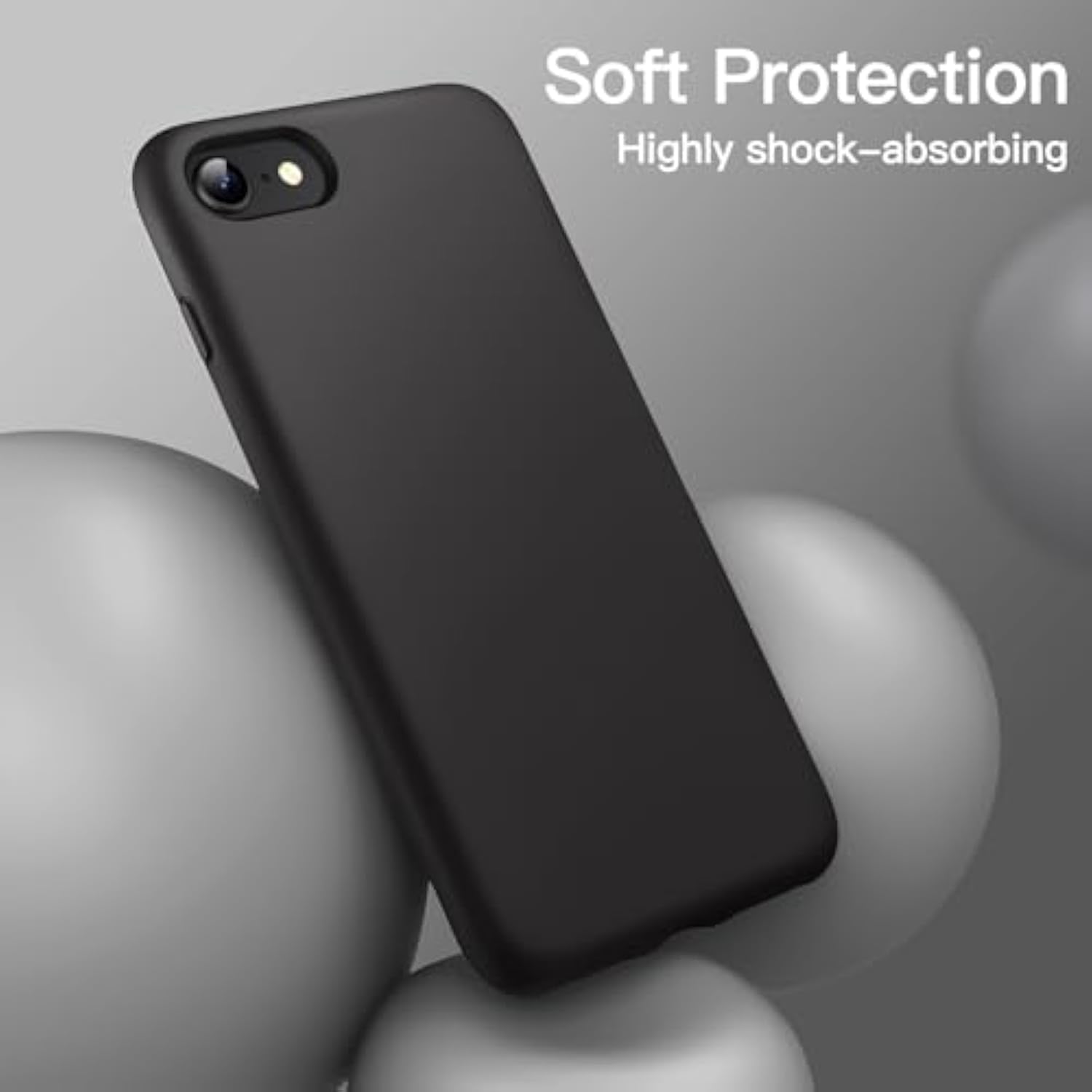 Jetech Silicone Case For Se 3/2 (2022/2020 Edition), 8 And 7, 4.7-Inch, Silky-Soft Touch Full-Body Protective Case, Shockproof Cover With Microfiber Lining (Black)