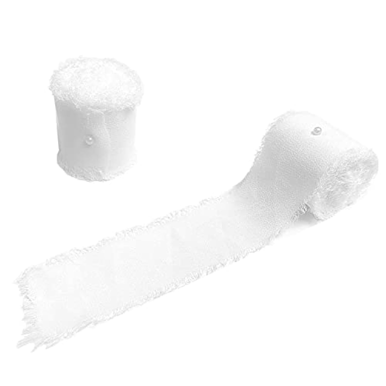 2 Rolls 1.5 Inch X 5.5 Yard Handmade Fringe Chiffon Ribbon Frayed Edge