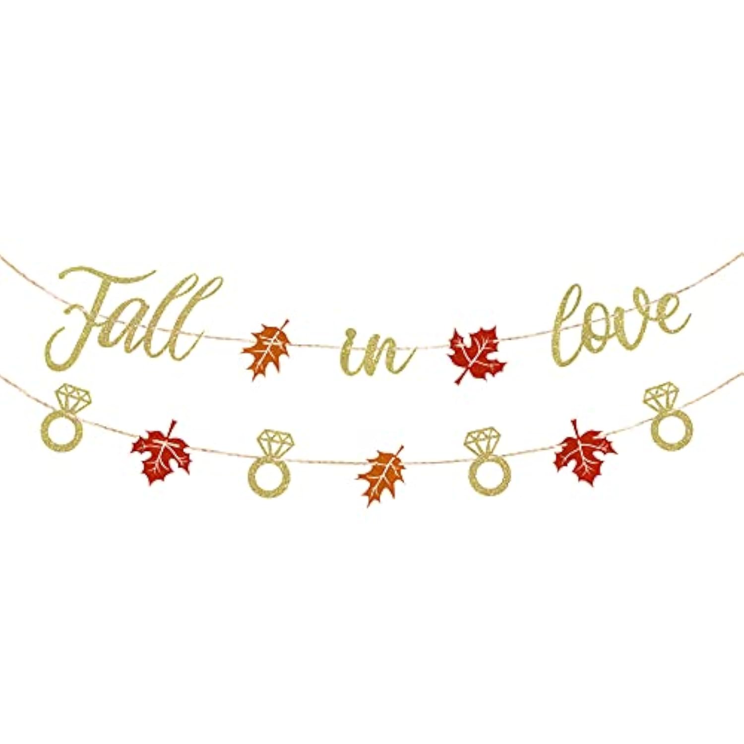 Fall In Love Banner Maple Leaves Glittery Garland For Fall Autumn Themed Wedding Engagement Bridal Shower Party Decorations