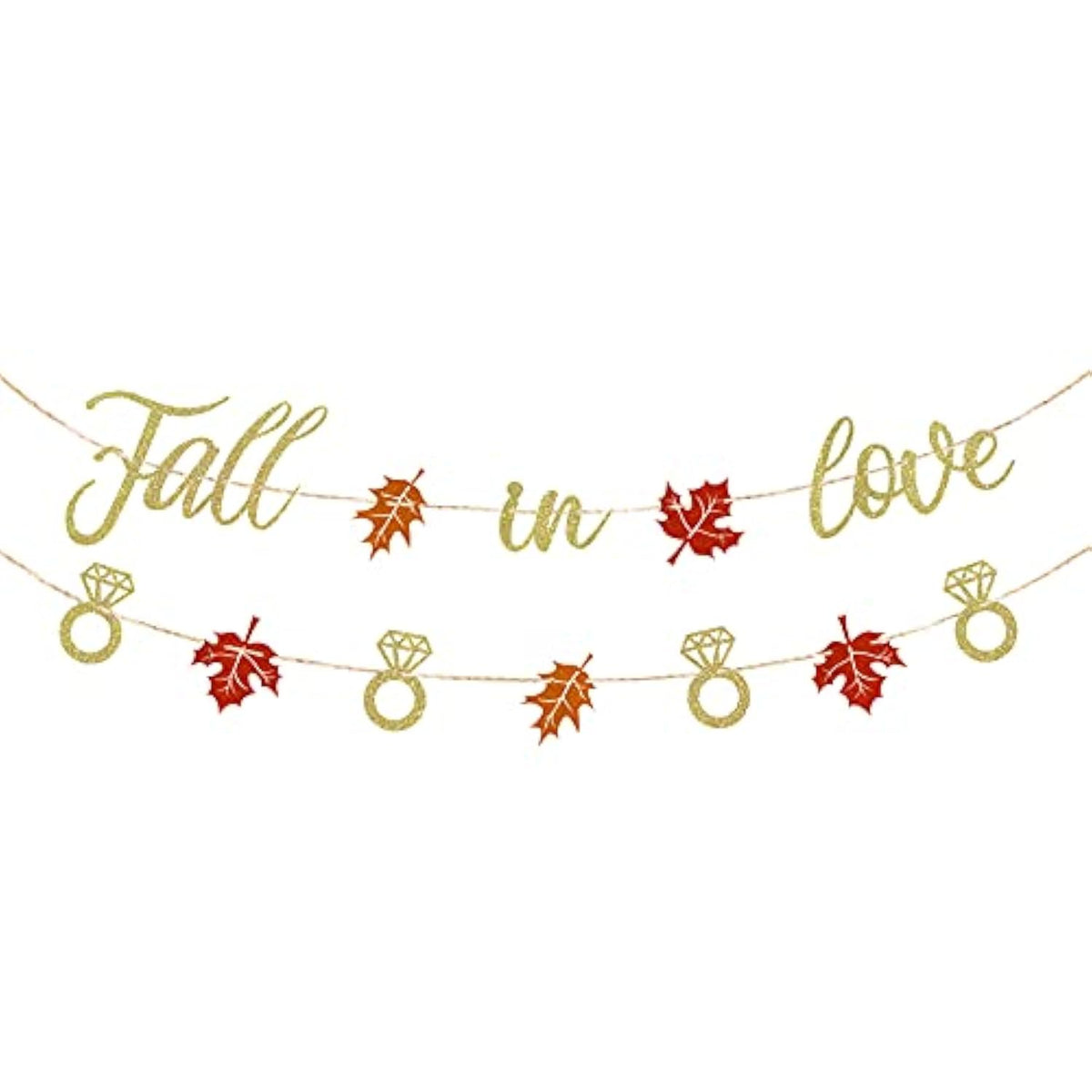 Fall In Love Banner Maple Leaves Glittery Garland For Fall Autumn Themed Wedding Engagement Bridal Shower Party Decorations