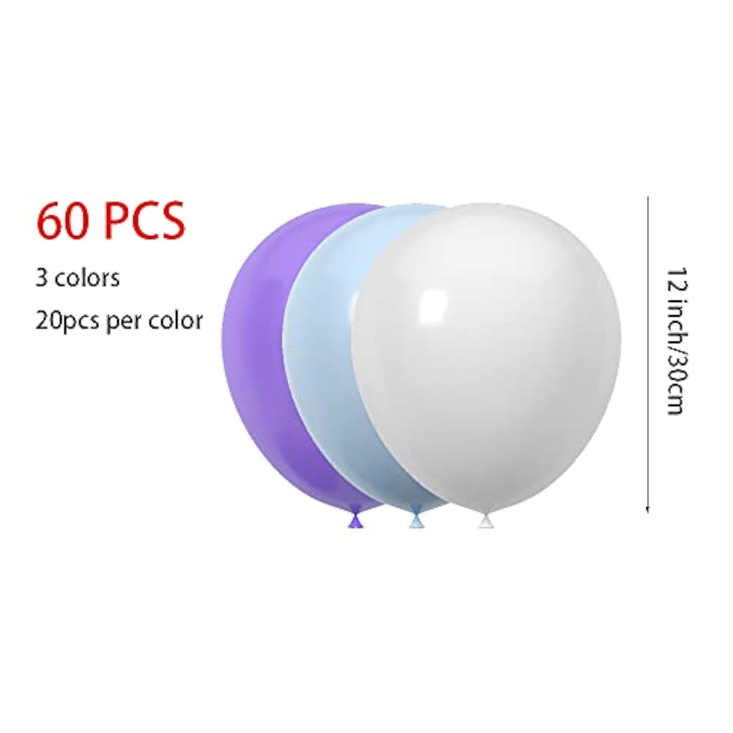 60 Pcs 12 Inch Latex Balloons For Birthday, Wedding, Baby Shower Decorations - Purple Blue White Party Balloons Bulk Pack, Spring Summer Party Supplies