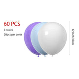 60 Pcs 12 Inch Latex Balloons For Birthday, Wedding, Baby Shower Decorations - Purple Blue White Party Balloons Bulk Pack, Spring Summer Party Supplies