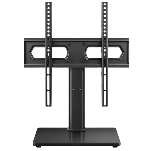 Universal TV Stand for 27-75 inch TVs Swivel +/-35° Height Adjustable Table Top TV Base Max VESA 400x400mm,Holds up to 77 lbs Black