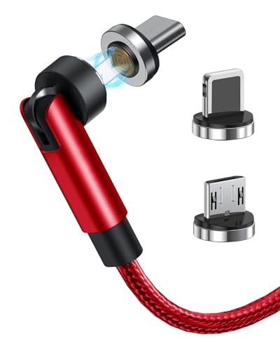7-Pin Magnetic Charging Cable, 360° Rotating 3 In 1 Usb C Magnetic Phone Charger, 3A Fast Charging With Data Transfer For Android/I-Product/Micro/Carplay-Red