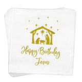 Happy Birthday Jesus Napkins, Christmas Nativity Of Jesus Napkins, Christmas Party Decorations, Happy Birthday Christening Party Decorations For Table Decorations (5 X 5 In, 50-Pack)