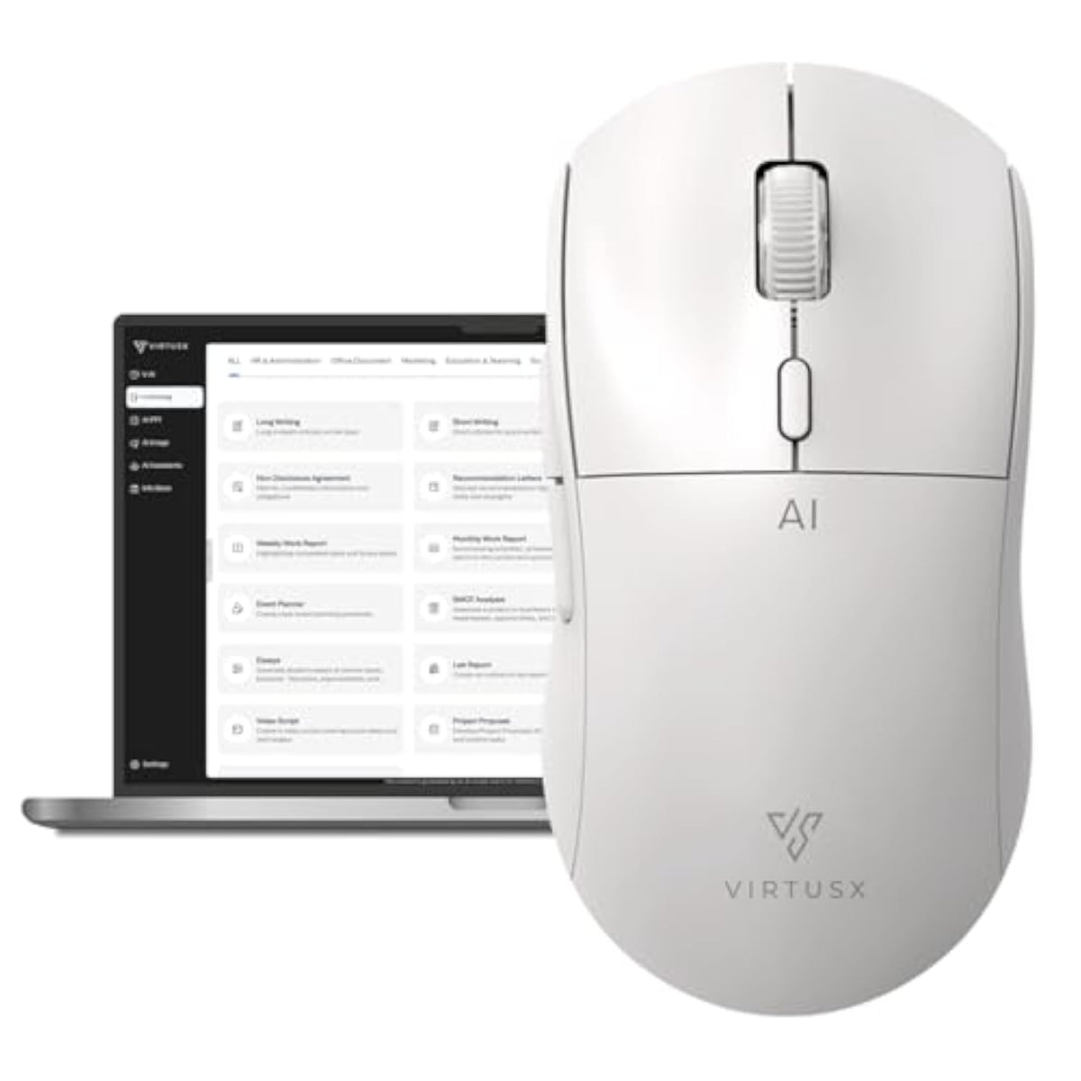 Ai Mouse, Jethro V1 – Ai Voice & Audio Recorder, Note Taking Mouse For Computer & Laptop With Centralized Ai Software, Ai Writing Tools, Voice Typing, Transcribe, Translate & Summarize