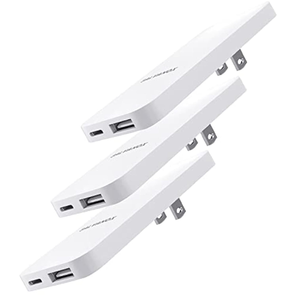 (3 Pack) Flat Type C Wall Charger, Ultra Slim Dual Port Usb-C/Usb-A Multi Port Travel Plug, Low Profile Power Adapter (Fast Charging 20W)