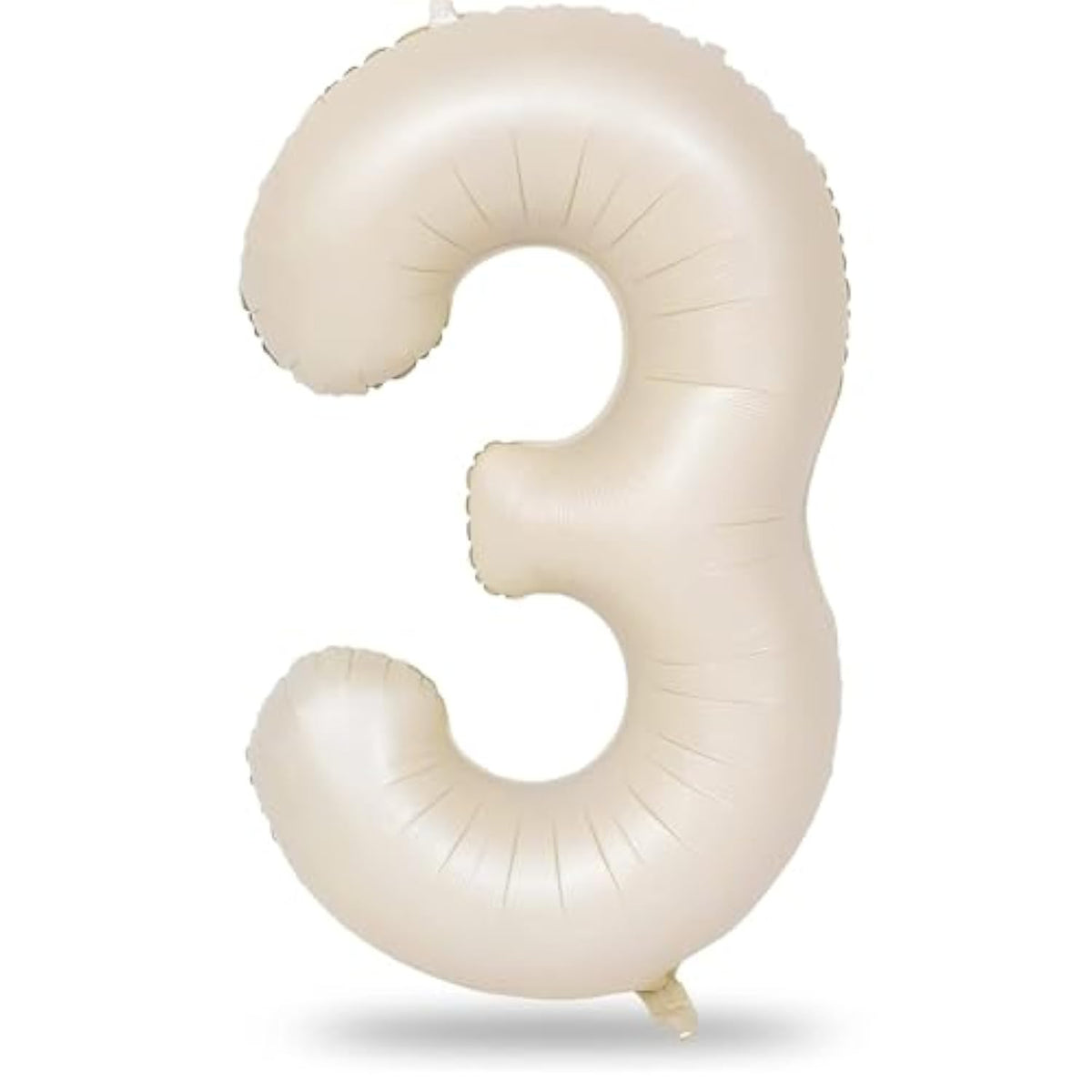 40 Inch Beige Large Numbers Balloons 3, Self Inflating Ivory White Digit 3 Helium Balloons For 3Rd Girls, Cream Foil Mylar Number Balloons 0-9 For Women Birthday Party Anniversary Supplies Decorations