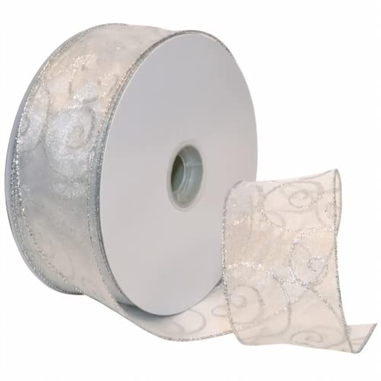 7416.60/50-701 Swirl 2.5" X 50 Yd Nylon Sheer Curling Wired Glitter Ri